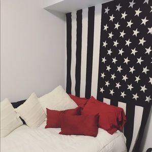 Black And White America Flag Tapestry